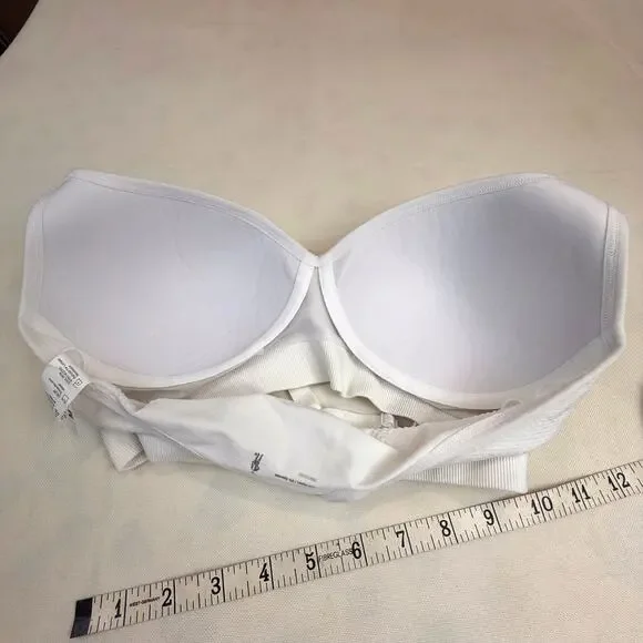 Women's White Jockey Racerback Sports Bra Molded Cup Adjustable Straps Medium - Picture 9 of 16